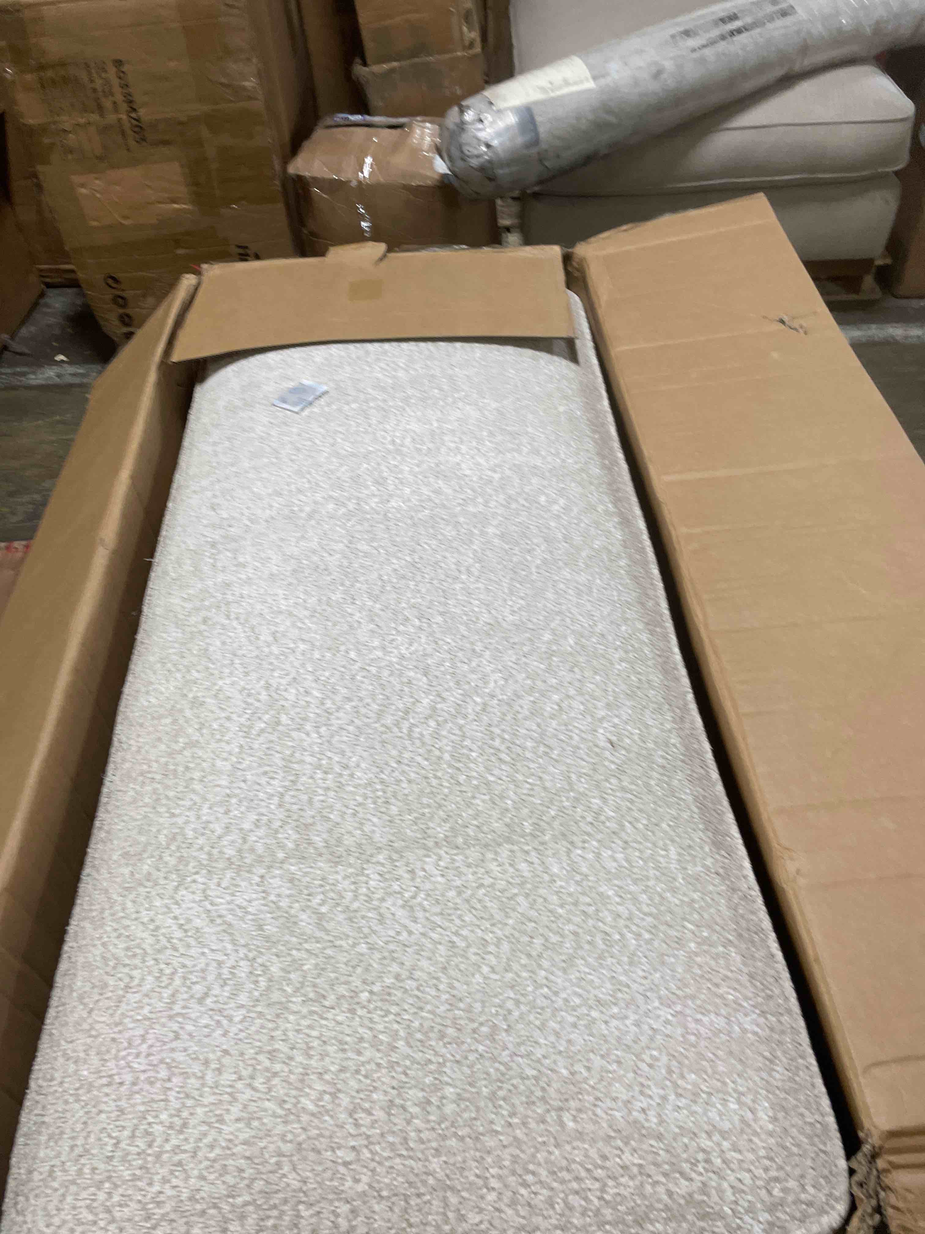 Condition photo showing Good Condition for (incomplete)modern 78.7" sofa couch textured upholstery couch with stylish armrests, modern 3-seater sofa with rubberwood legs for living room,beige