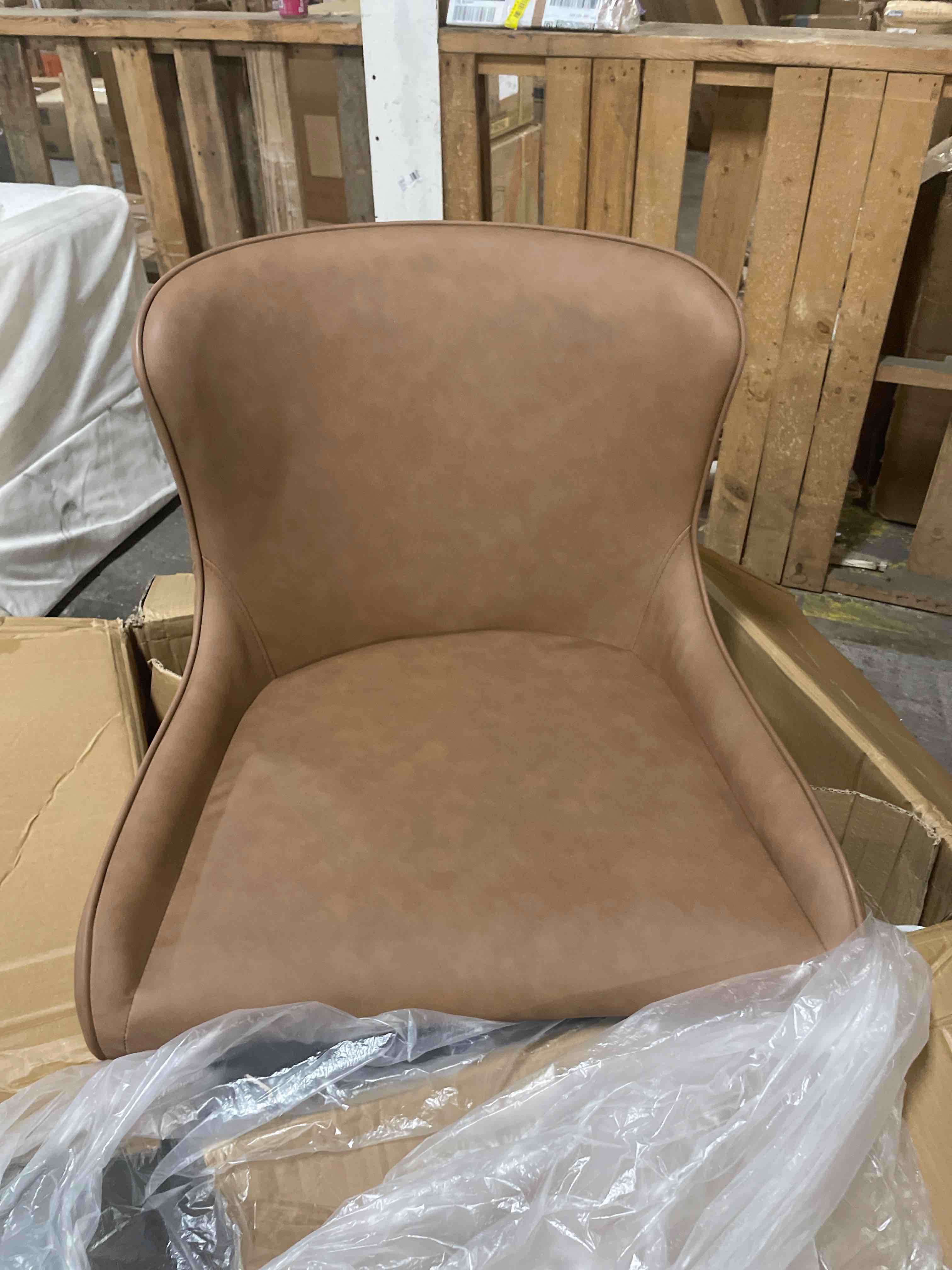 Condition photo showing New/Like New for (similar)dining chairs set of 2, mid-century modern dining room chair kitchen chairs, pu leather farmhouse upholstered dinner chair for kitchen dining room,brown