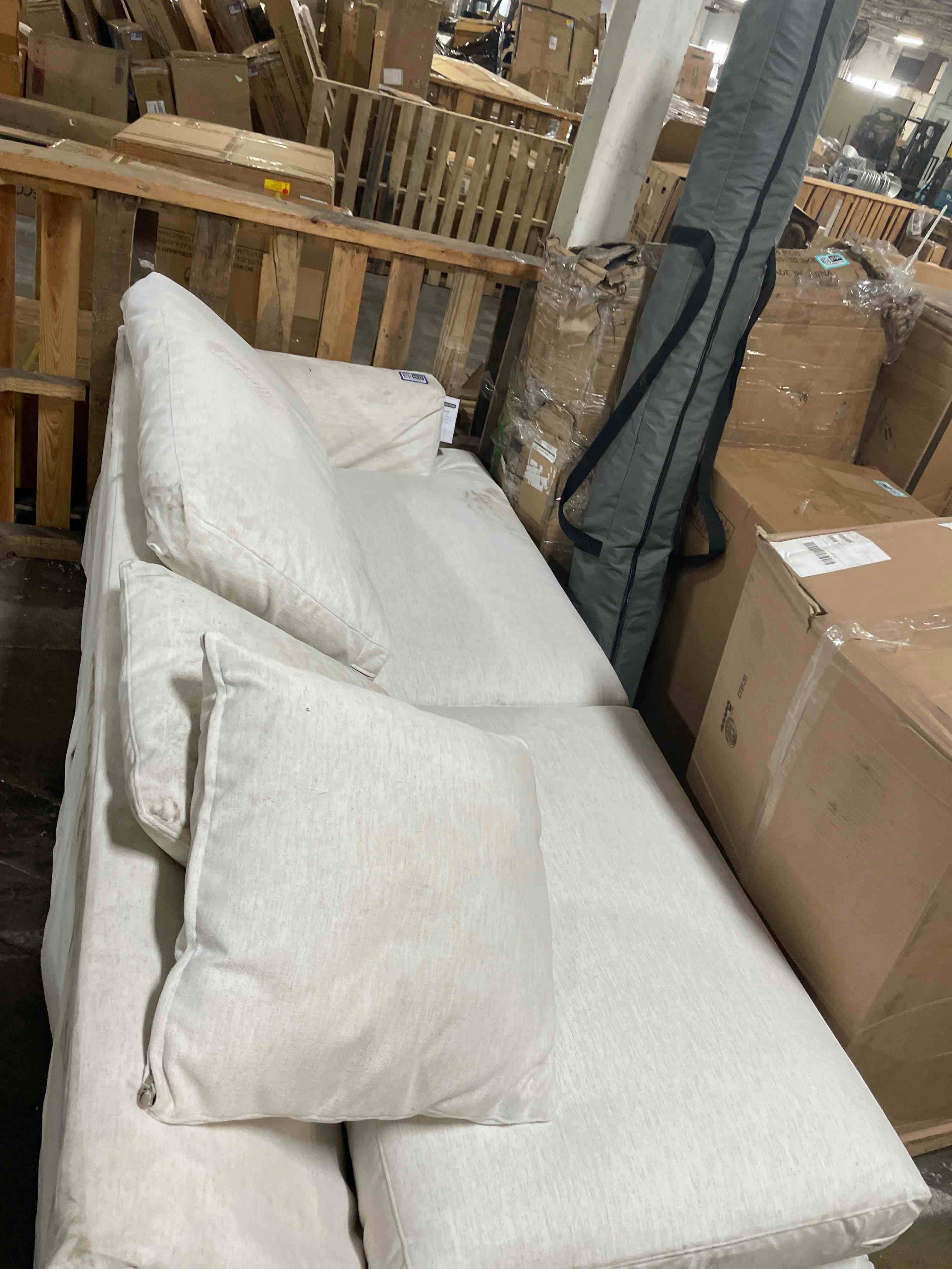 Condition photo showing As Is for 94.5" l shape cloud modular sectional,4 seater waterproof high backrest sectional sofas,down filled modular couch with removable washable cover for living room,cream white(similar couch see pics)