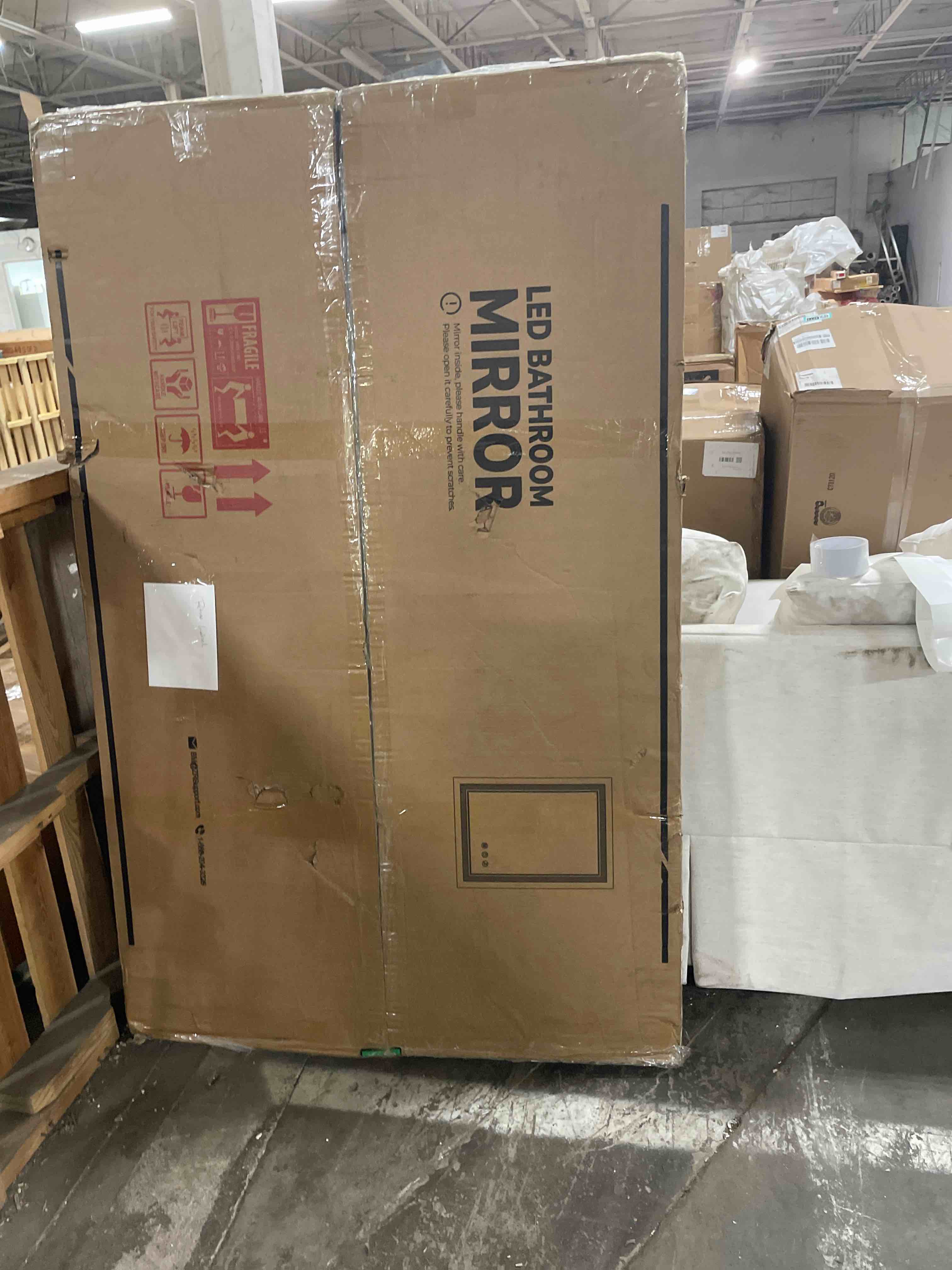 Condition photo showing Good Condition for amorho 60" x36" led bathroom mirror with black frame, front light and backlit(controlled separately), stepless dimmable, anti-fog, shatter-proof, 3 colors, memory 60"l x 36"w front and backlit with frame(separate dimming)