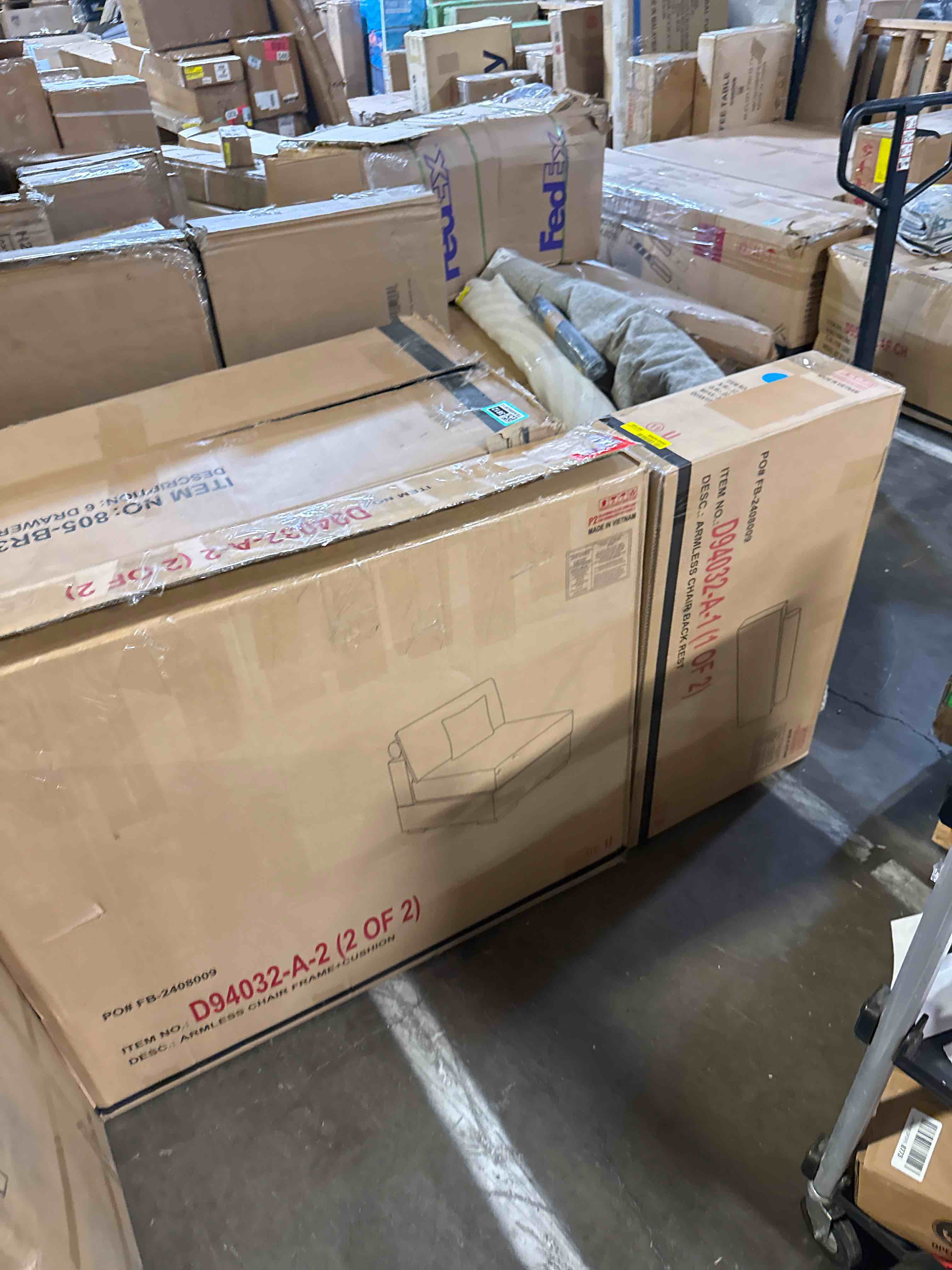 Condition photo showing As Is for 106" modular cloud sofa l-shaped, boneless deep seat sectional with high-density foam, washable corduroy fabric, no assembly required for living room apartment, beige (armless chair only)