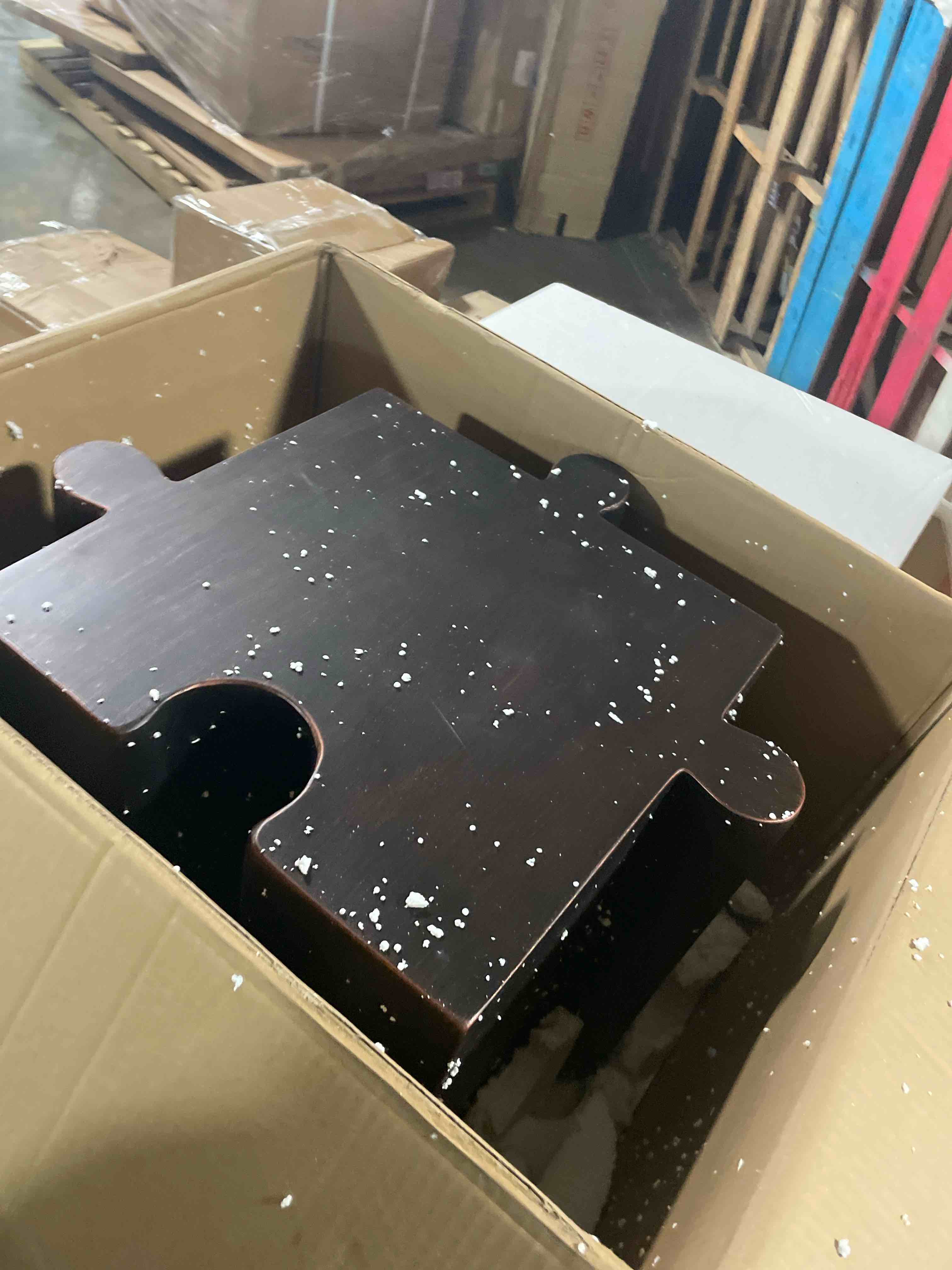Condition photo showing New/Like New for modern puzzle shape coffee table, artistic side table & fashion modular end tables for living room, indoor, outdoor, functional design (shape 1, copper)