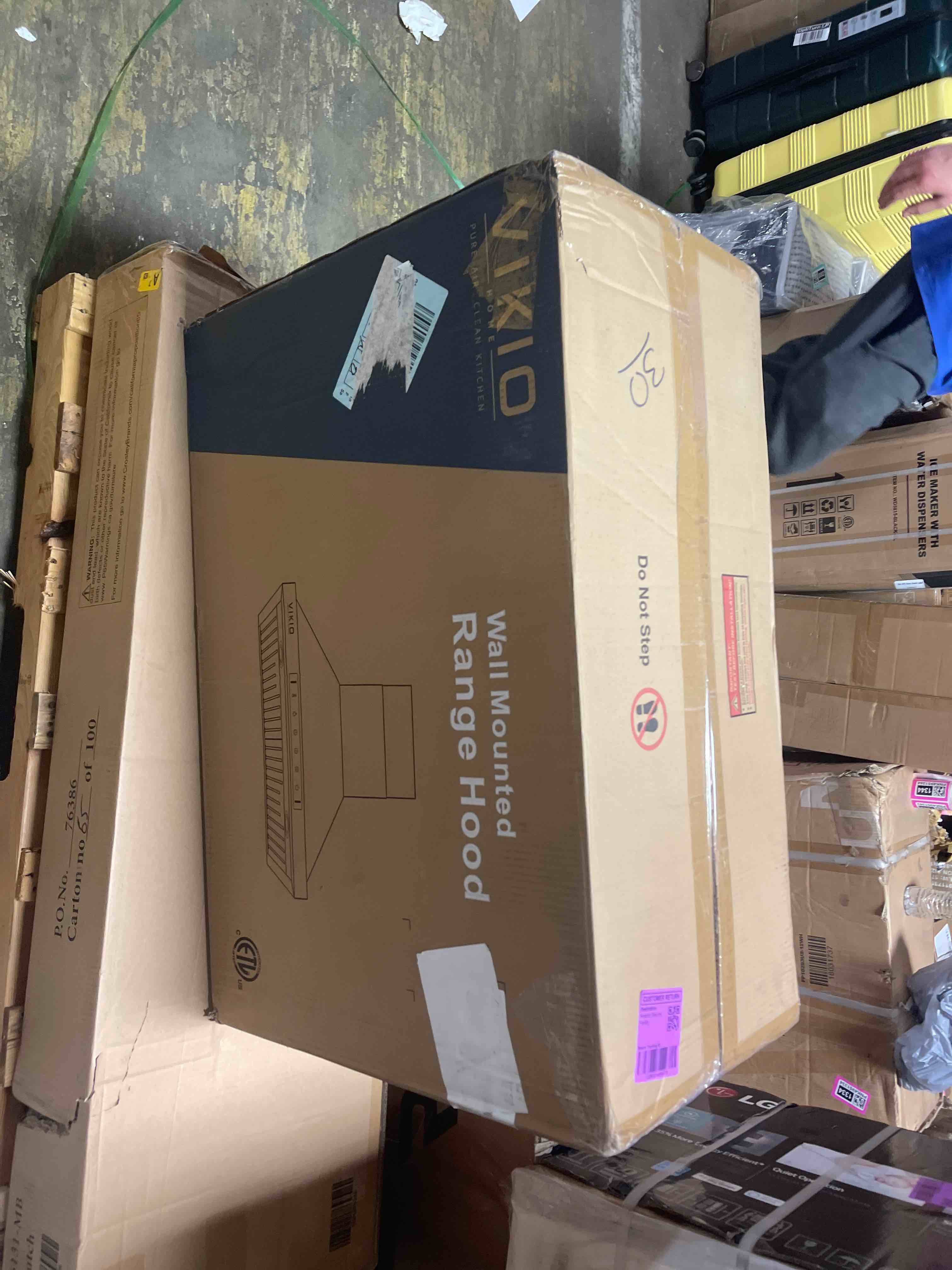 Condition photo showing New/Like New for vikio home wall mount range hood 30 inch, 580 cfm, ducted/ductless convertible, stainless steel kitchen vent hood with 3-speed fan and led lights stainless steel 30 inch