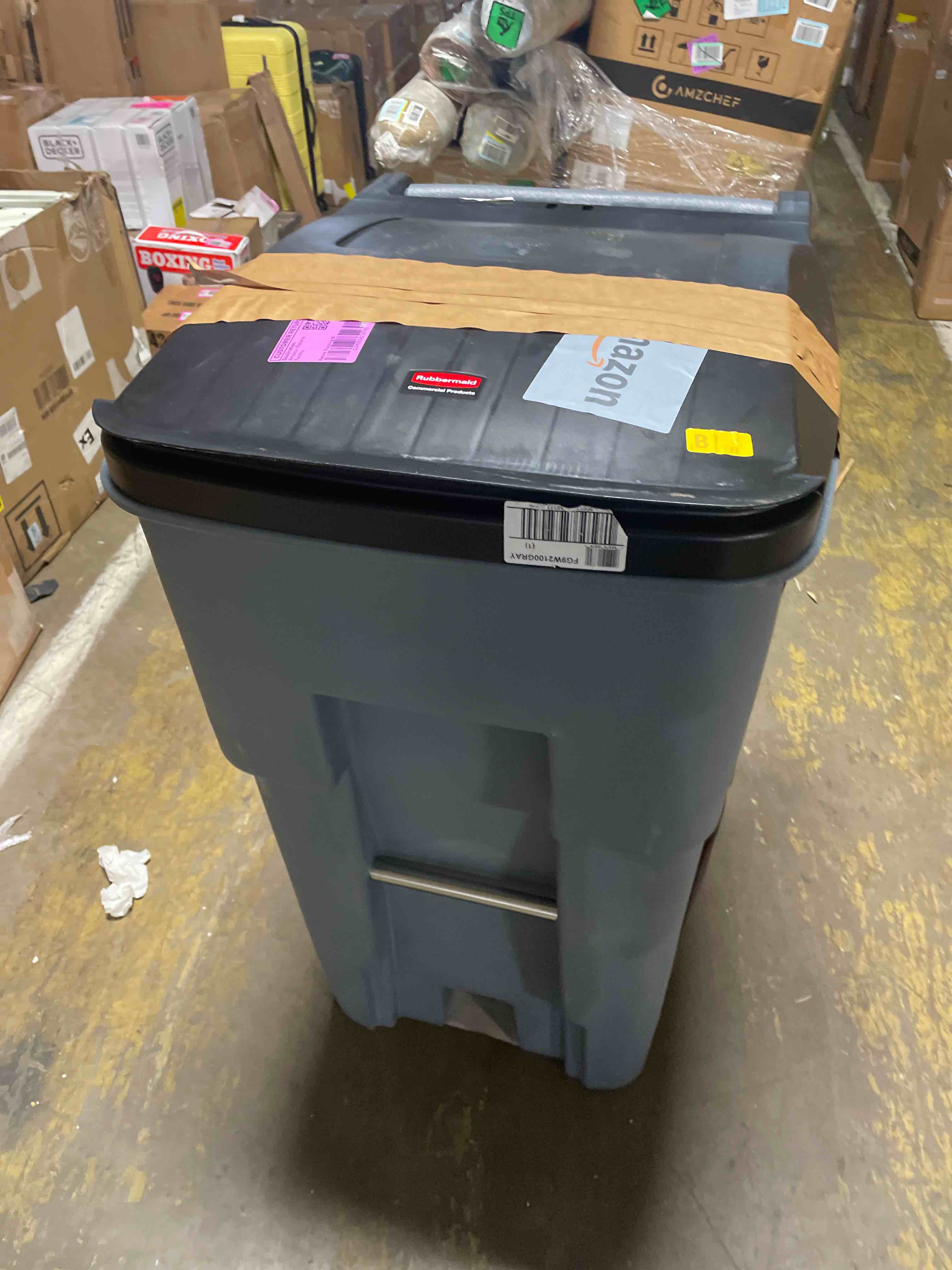 Condition photo showing New/Like New for rubbermaid brute rollout heavy-duty waste container - gray