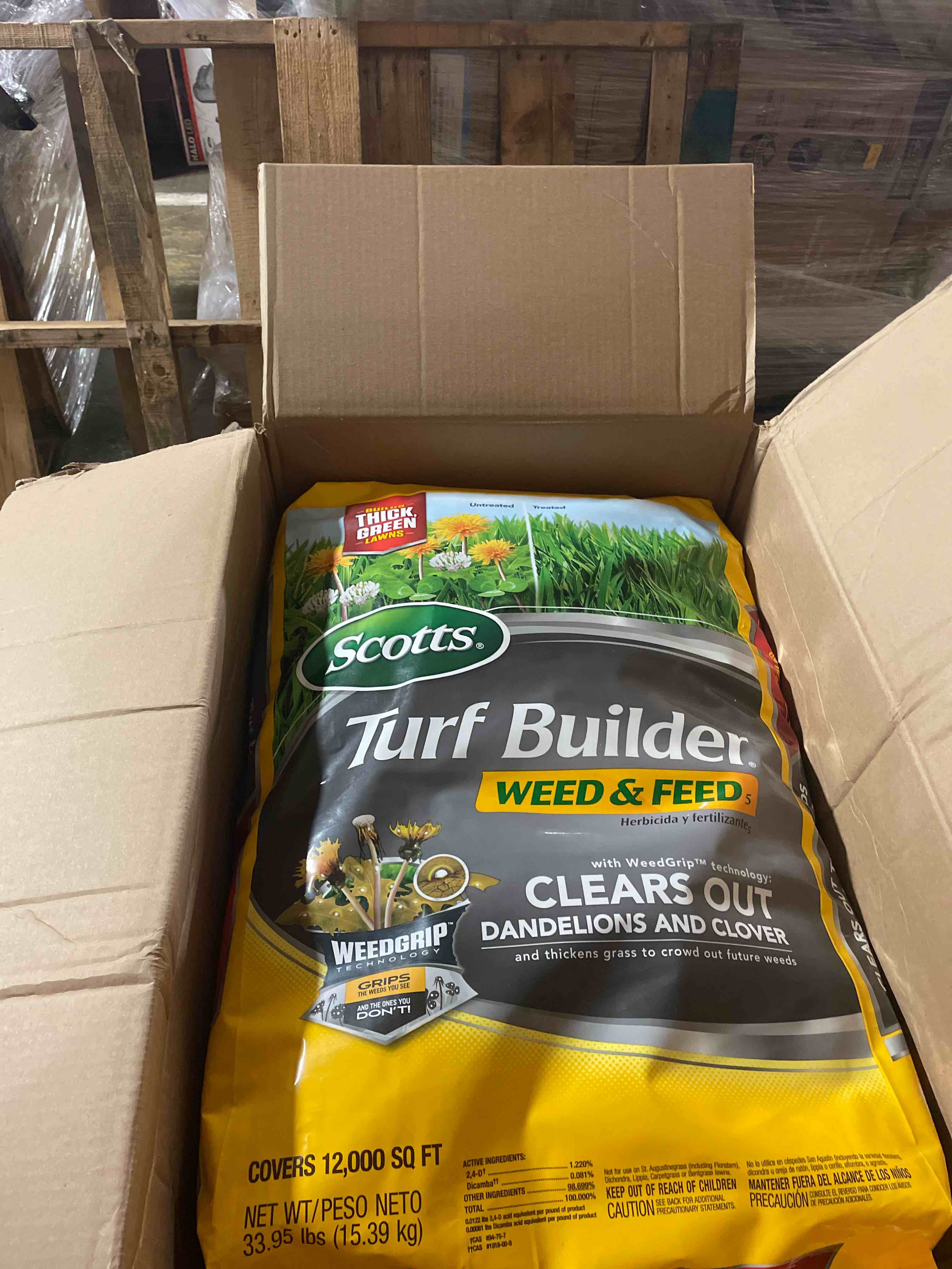Condition photo showing New/Like New for scotts turf builder 33.95 lbs. 12,000 sq. ft. weed and feed5, weed killer plus lawn fertilizer