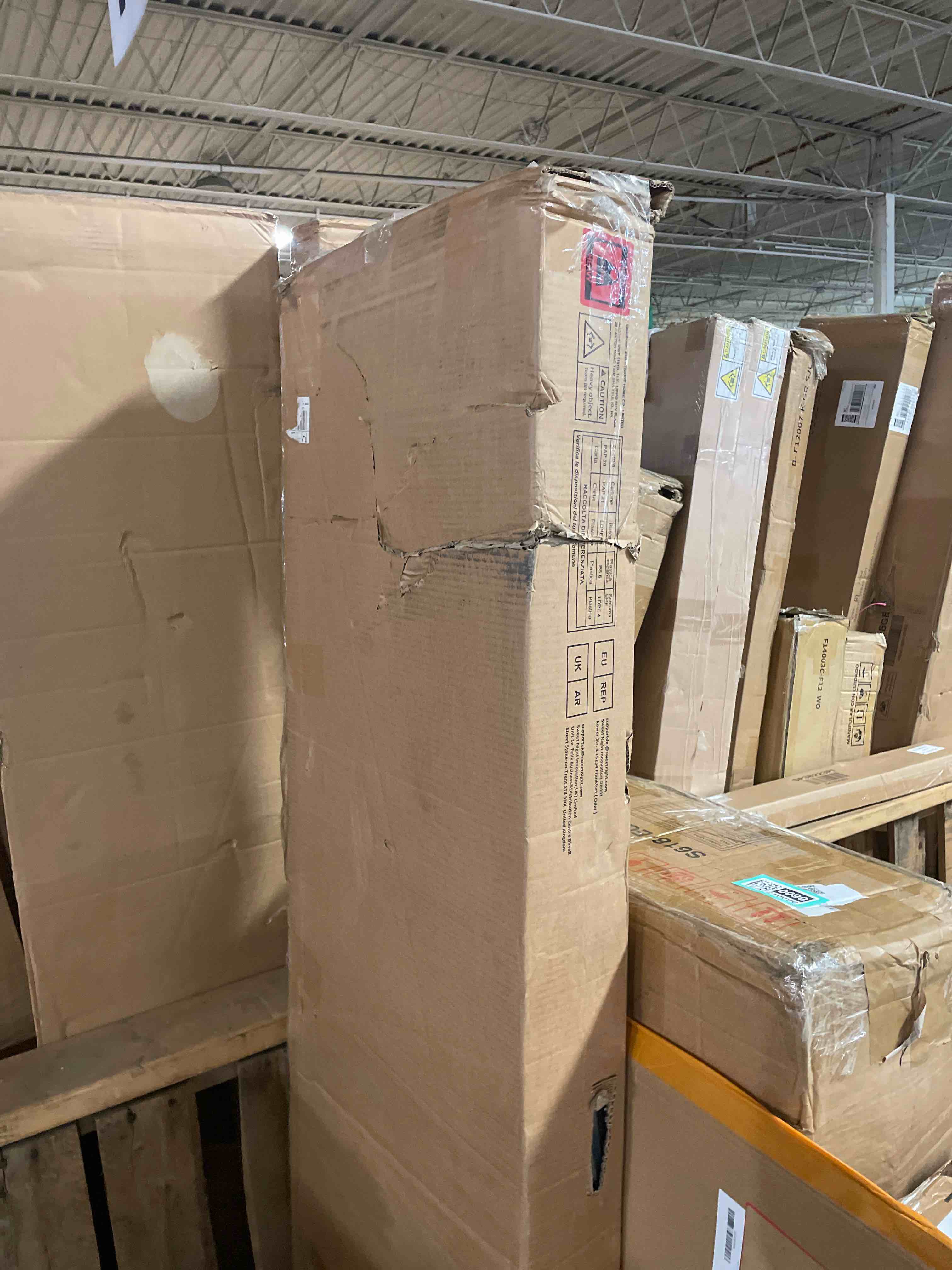 Condition photo showing New/Like New for likimio king bed frame, tall industrial headboard 51.2 ", platform bed frame with strong metal support, solid and stable, noise free, no box spring needed, easy assembly, dark brown
