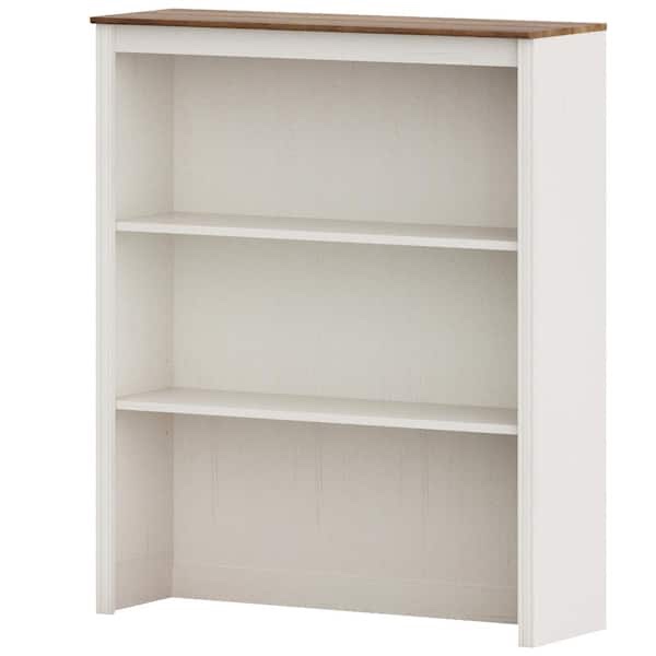 wampat scarlett white bookcase with 2 open shelves, farmhouse storage shelf for living room bedroom office, 33.9" wide