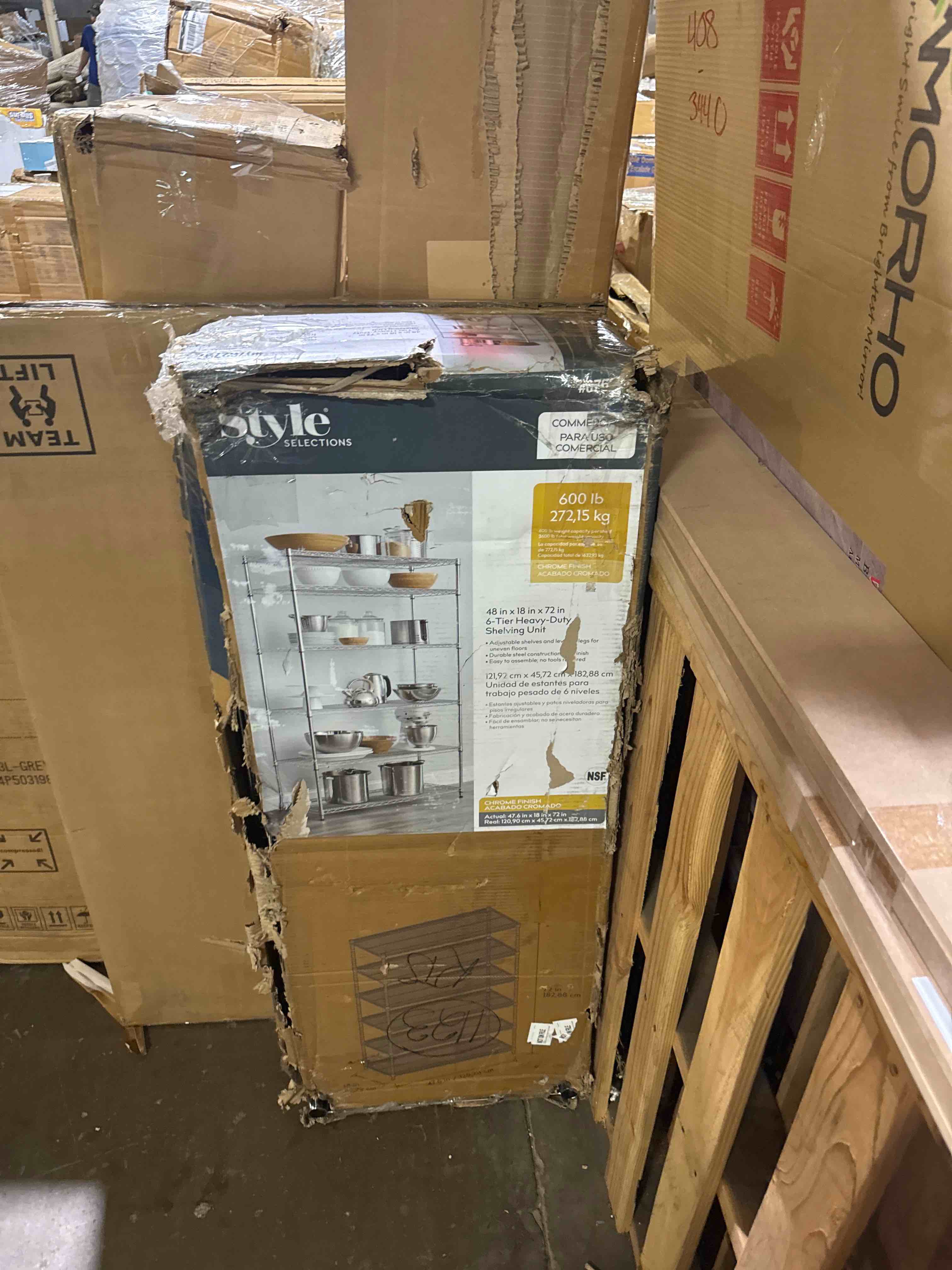 Condition photo showing New/Like New for style selections 72-in h x 47.7-in w x 18-in d 6-shelf steel nsf certified freestanding shelving unit