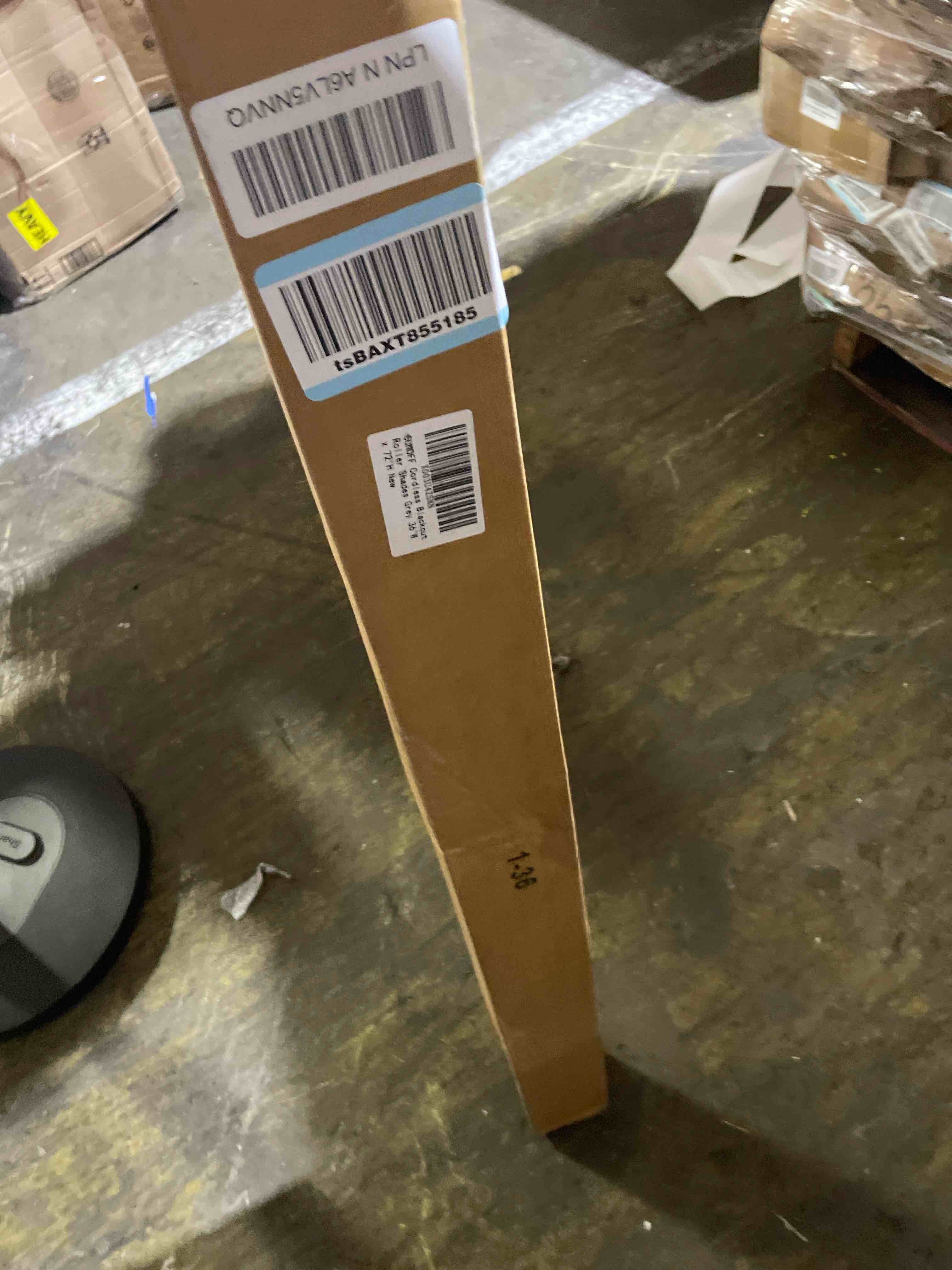 Condition photo showing New/Like New for sunoff blackout roller shades blinds cordless for windows pull down room darkening door blinds with thermal insulated easy to install for living room,bedroom,home,office bathroom grey 36" w x 72" h 36"w x 72"h grey