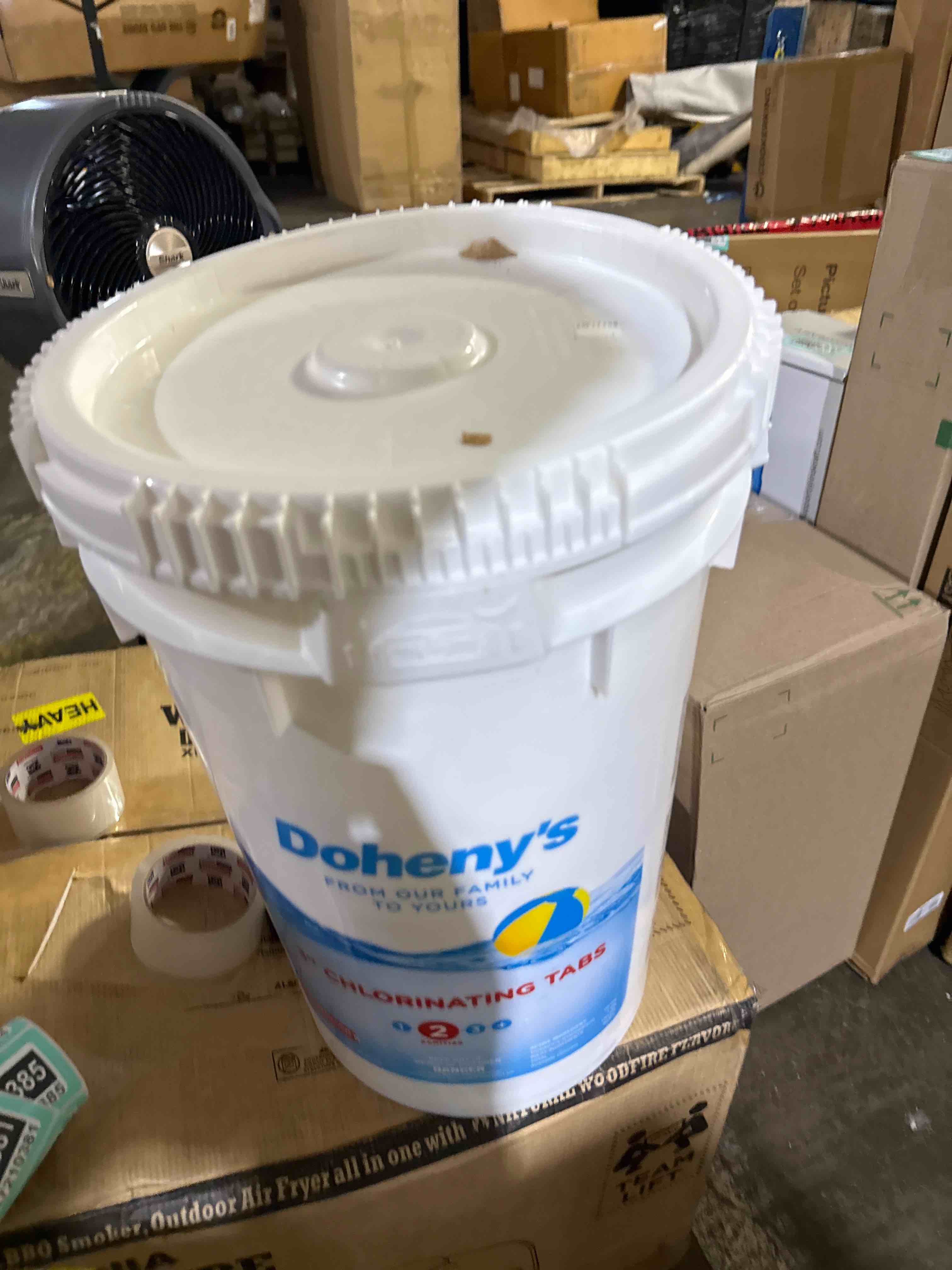 Condition photo showing New/Like New for doheny’s 3-inch stabilized chlorine tablets for sanitizing swimming pools | 99% pure tri-chlor, 90% available chlorine | long-lasting, uv-protected, slow-dissolving | individually wrapped 50lb bucket 50 lb.
