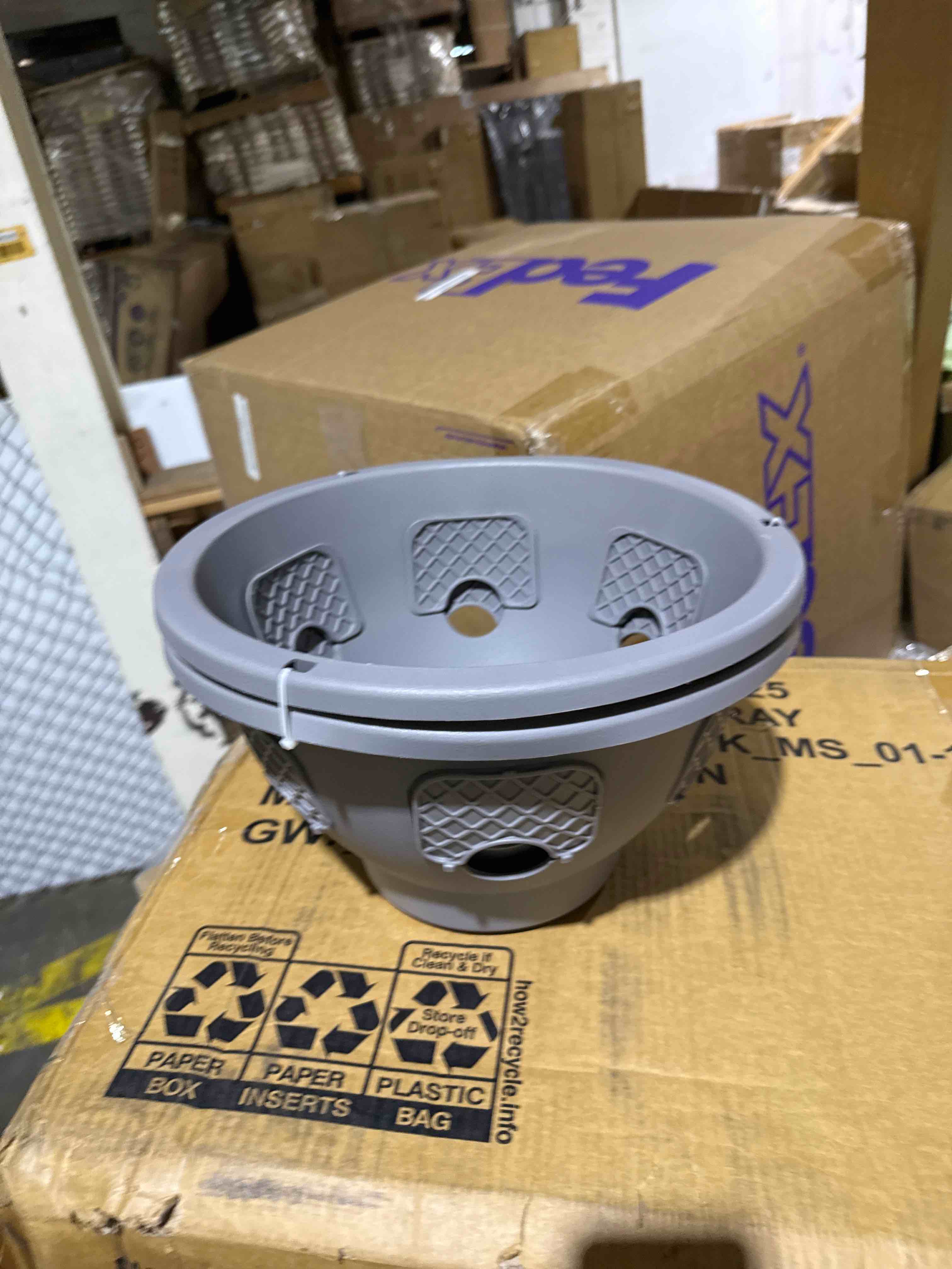 Condition photo showing New/Like New for quarut 12 inch large planter pot for plants indoor outdoor,2 pack plastic flower pots with drainage hole & tray, modern decorative garden pot with saucer, plant container for house grey diamond pattern-grey 12 inch