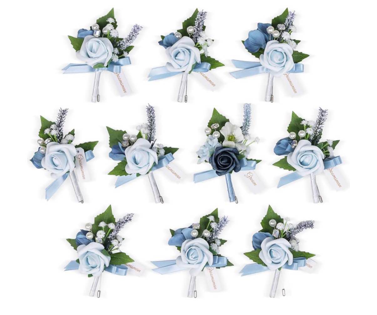 TINGE TIME Boutonniere for Men Wedding,Groom and Best Man Boutonniere for Wedding Ceremony Anniversary, Formal Dinner Party and Rustic Spring Wedding Marriage (10, Burgundy) Burgundy 1