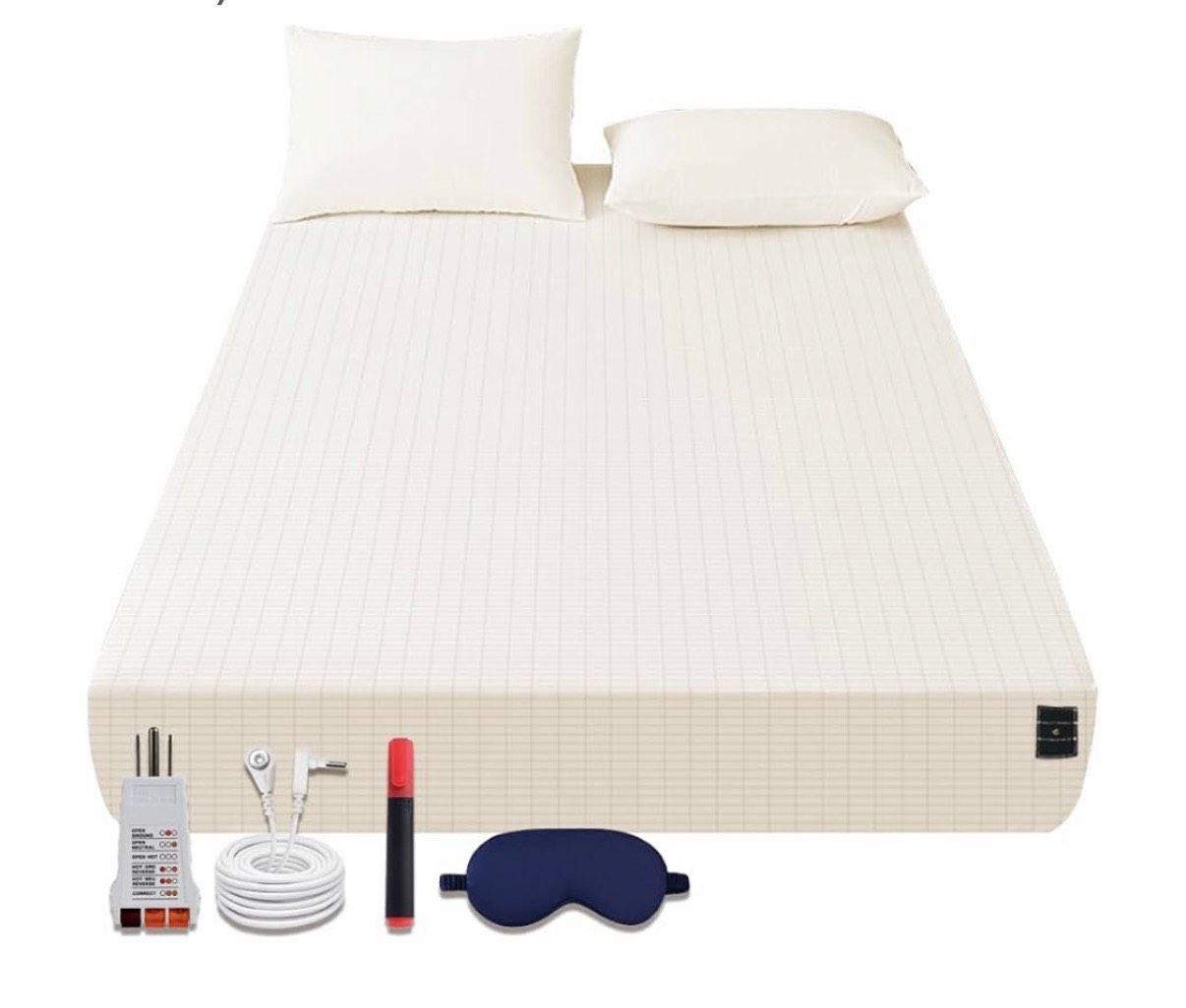 NAGS® Grounding Sheets,Grounding Bedding Sheet, Soft Cotton with Pure Silver Fitted Grounded Sheet for Improved Sleep,Pain Relief (White, Queen,60 * 80 * 13.5inch) White Queen