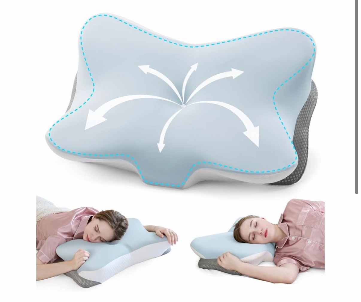 SHJADE Ergonomic Cervical Neck Pillow, Odorless Memory Foam Contour Pillow