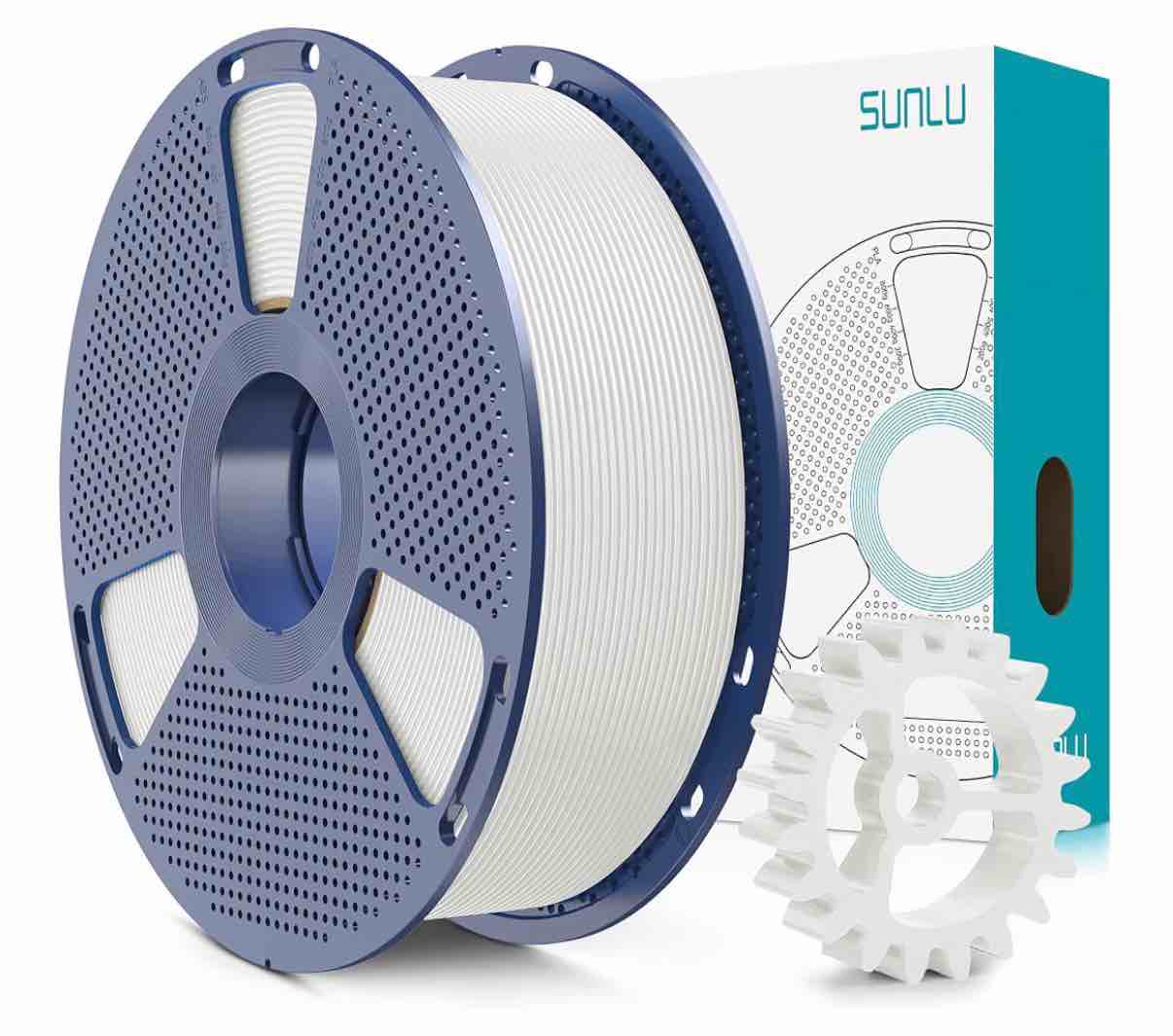 SUNLU PLA+2.0 3D Printer Filament, White, 1KG Upgraded PLA+ Filament 1.75mm, Tougher & Stronger