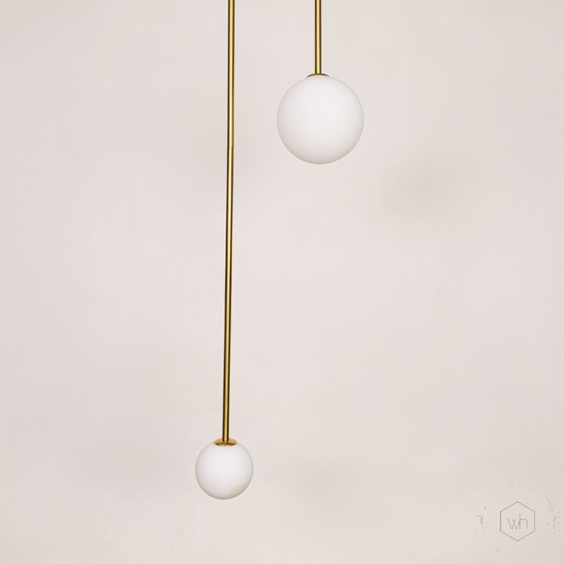 Condition photo showing Good Condition for Linear Globe Chandeliers Gold Frosted Glass Globe Pendant Light Kitchen Island Ceiling Hanging Pendant Lighting for Dining Room Table Living Room Bar