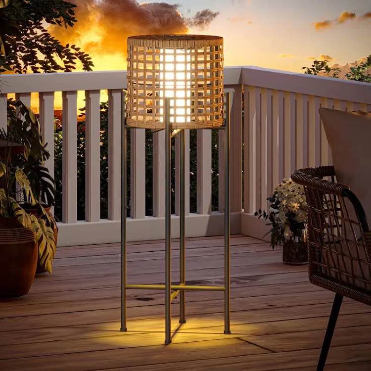 solar powered outdoor floor lamp with auto on/off led light lausaint home