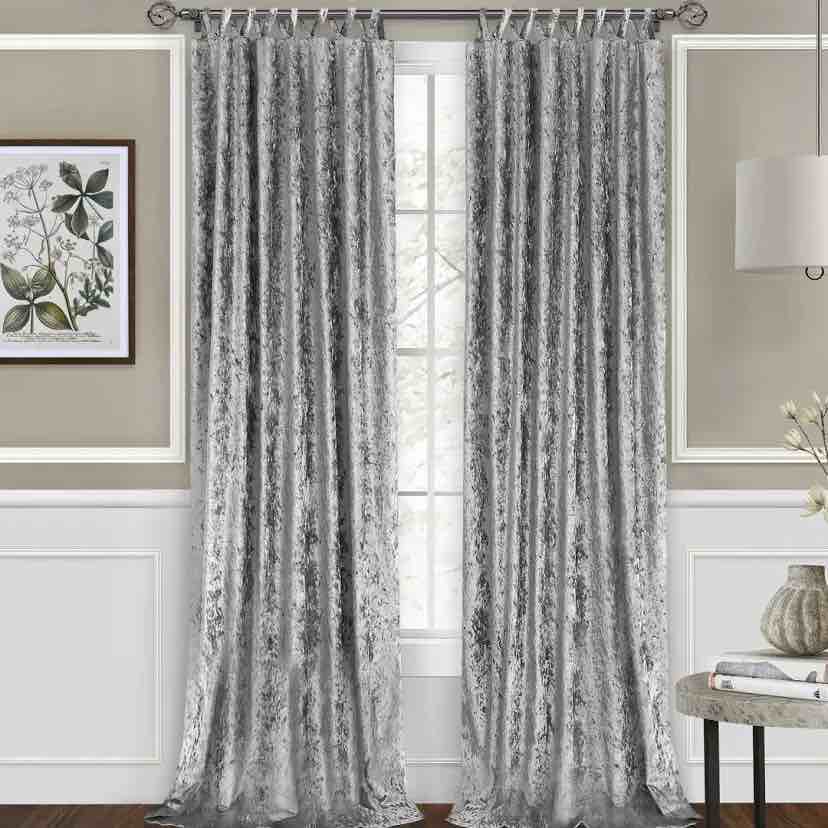 Vickers Harper Criss-Cross Solid Semi- Sheer Tab Top Single Curtain