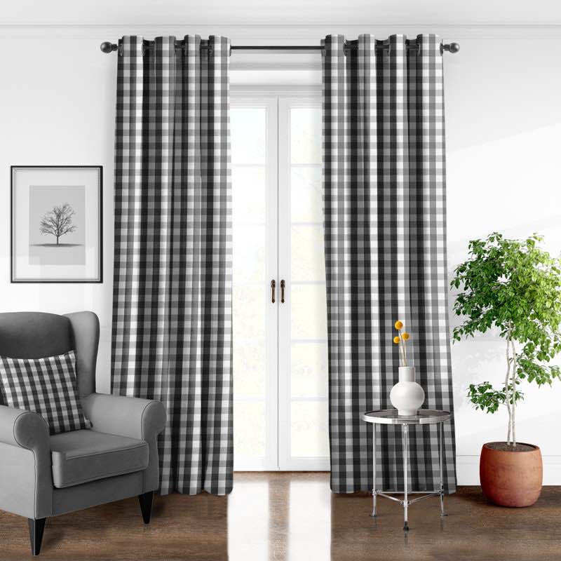 Walker Check Grommet Drapery Panel Room Darkening Curtain Pair (Set of 2) By 6ix Tailors Fine Linens