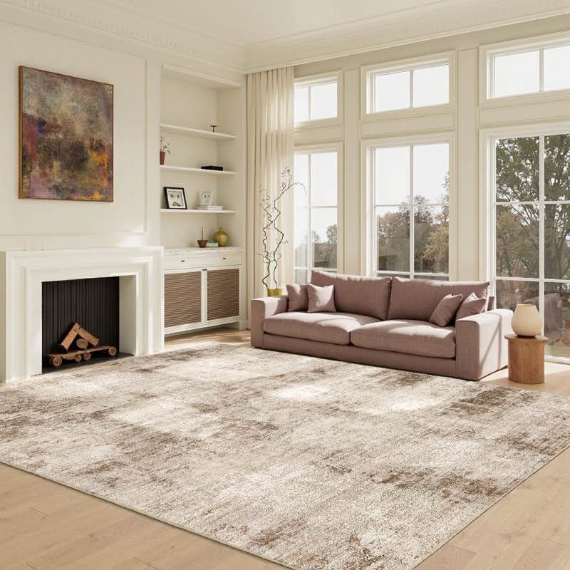 Asher Contemporary Abstract Washable Brown Area Rug with Non-Slip Backing By 17 Stories