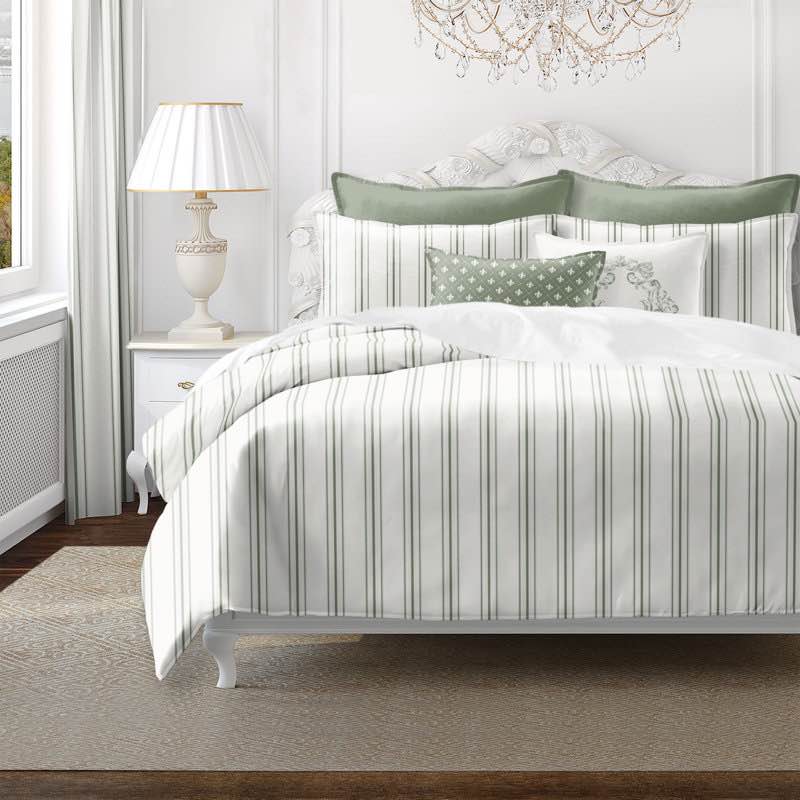 6ix Tailors Fine Linens August Stripe Reversible Cotton Duvet Cover Set