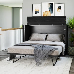 Signature Designs  Queen Trifold Cabinet Bed And Storage Drawers, Black Oak (Mattress Sold Seperately.)