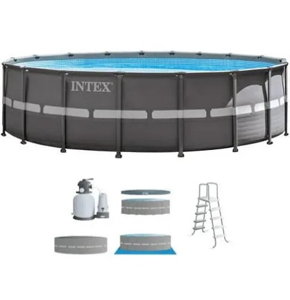 Intex 18ft X 52in Ultra Frame Pool Set with Sand Filter Pump, Ladder, Ground Cloth & Pool Cover Amazon's Choice for "intex 18x52 above ground pool Ultra XTR Pool Set Included: Krystal Clear Sand Filter SX2100, Removable Ladder, Pool Liner, Debris Cover, Ground Cloth, Pool Frame.