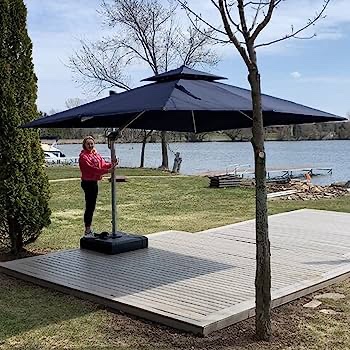 PURPLE LEAF 10x12 Feet Deluxe Square Patio Umbrella Offset Hanging Umbrella Outdoor Market Umbrella Garden Umbrella, Black (Bases are Sold Separately with this Brand)