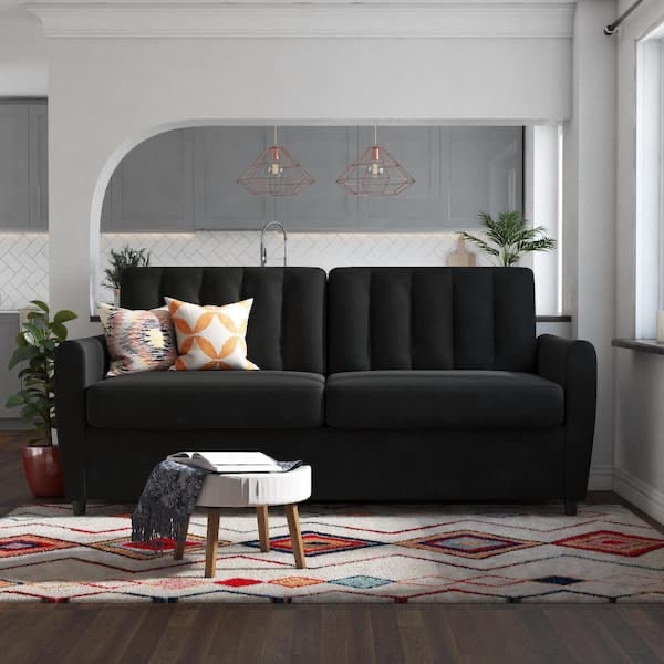 Novogratz Brittany 32.5 W Dark Gray Linen Sleeper Sofa 