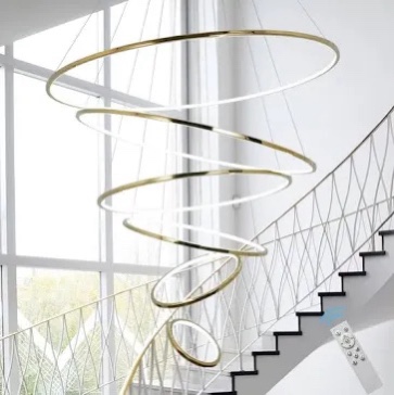 Meenyo Modern 6 Ring Led Chandelier Dimmable Gold Chandeliers Luxury Contemporary Ceiling Pendant Light Fixtures for High Ceiling Living Room Foyer 47.2" 2211006716