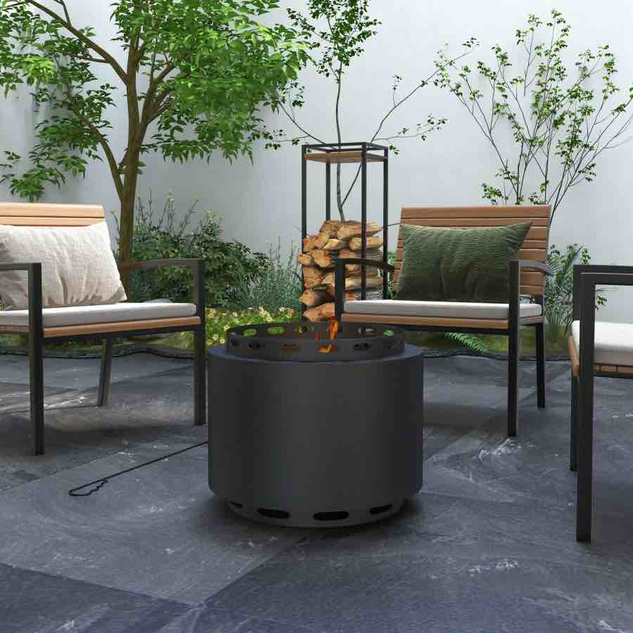 19" Stainless Steel Smokeless Fire Pit with Poker, Portable Low Smoke Wood-Burning Bonfire Stove for Patio, and Camping by BOPOREA MEGO