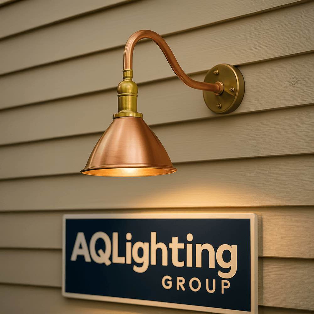 Outdoor Gooseneck Lighting - Raw Copper LED Sign Light - OGN-930-RC