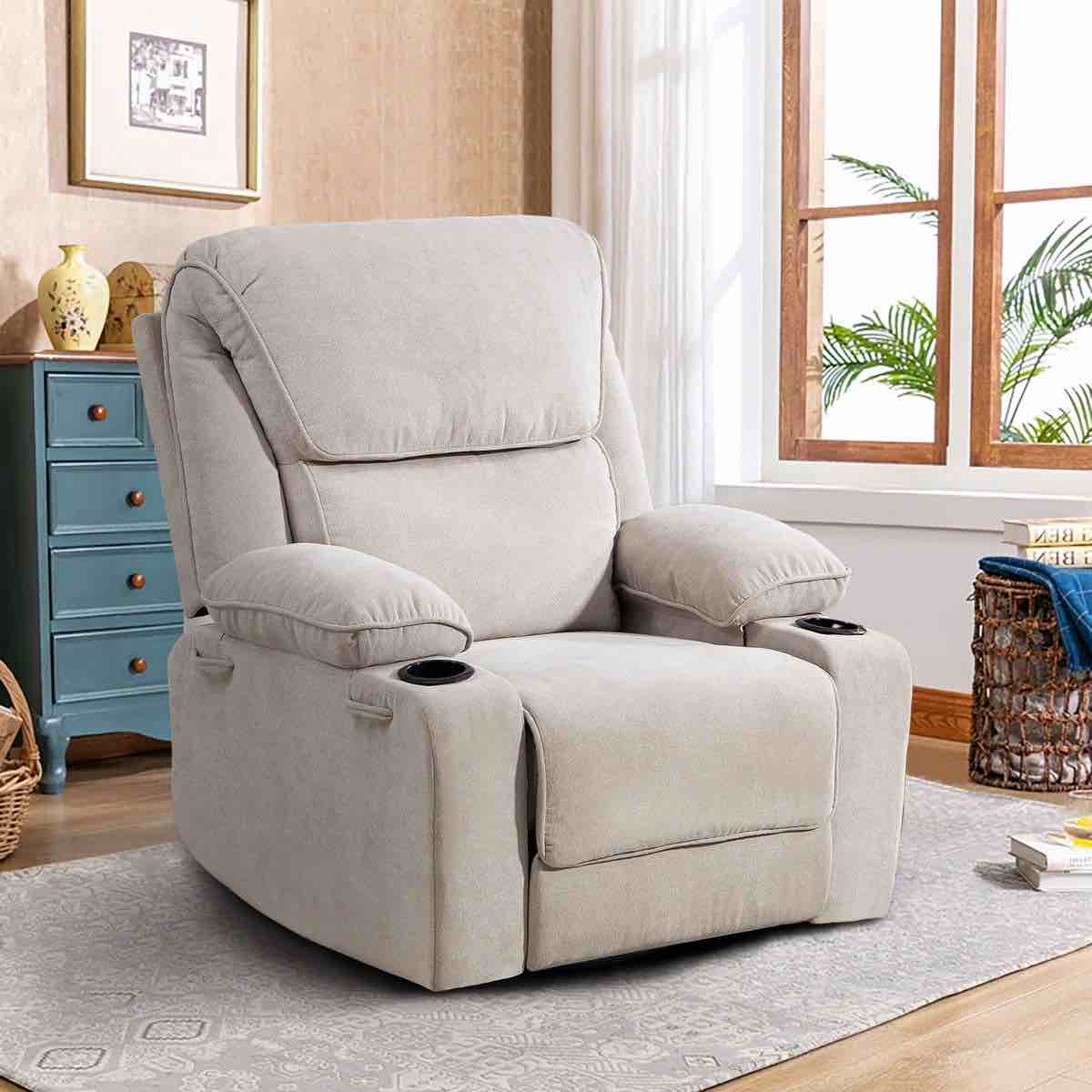 Modern Heated Massage Chair Swivel Rocker Recliner with Cup Holders By Latitude Run