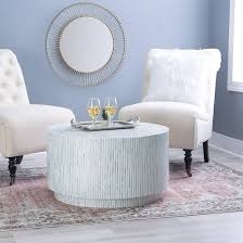 Linon Perrin Capiz Coffee Table Blue (Small Crack in Lacquer - Item is Very Useable & Easily Repairable.See Photos.)