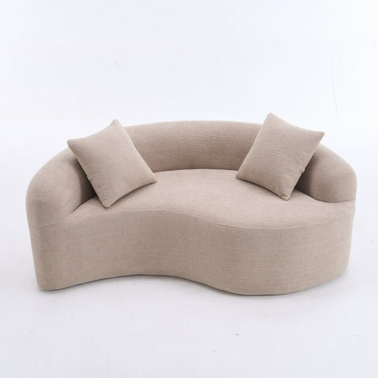 66.9” S-Curved Chenille Sectional Sofa with Dual-Depth Seating, 66.9" Modern Loveseat Couch with Pillows, Modular Sofa Couch, Comfy Luxury Floor Sofa for Apartment, Living Room, Office, Beige
