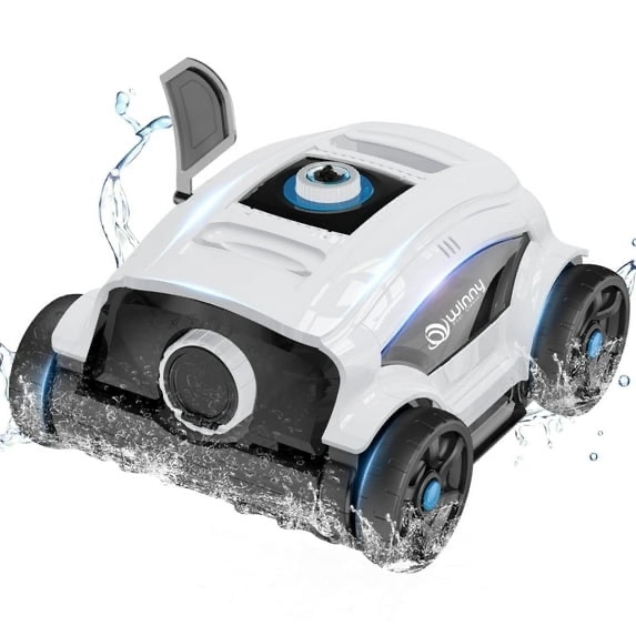 cordless robotic pool cleaner, winny pool cleaner automatic pool vacuum, self-parking technology, 130mins superior endurance for above/inground pools up to 1300sq.ft