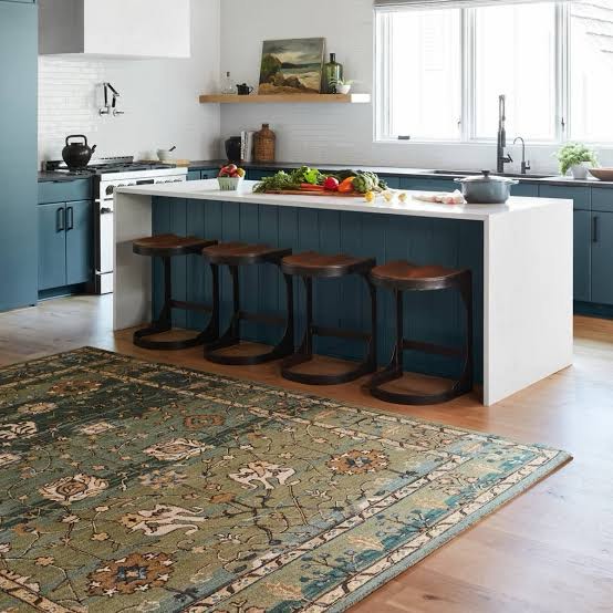 Jaipur Living Cardamom Collection Floral Medallion Wool Area Rug - 8’ x 10' - Green/Blue - Rectangle