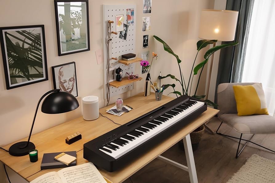 YAMAHA P71 88-Key Weighted Action Digital Piano with Sustain Pedal and Power Supply, Music Rest, Compact Design.