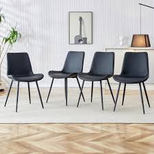 Awwal Gossard 4- Piece Dining Chairs, Black/Black