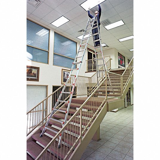 LITTLE GIANT Skyscraper Combination Ladder: 2 Configurations, Aluminum, 300 lb Load Capacity, 79 lb Wt  Item 4ZA98Mfr. Model 10110
