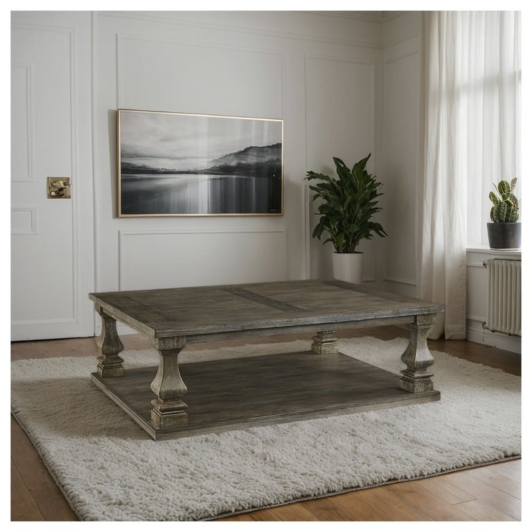 Signature Design by Ashley Johnelle Gray Coffee Table with Storage Shelf, Traditional Farmhouse Style