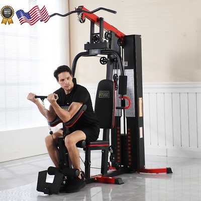 Fitvids LX760 Multifunctional Full Home Gym System Workout Station with 122.5 lbs Weight Stack, One Station with Leg Training Pedal