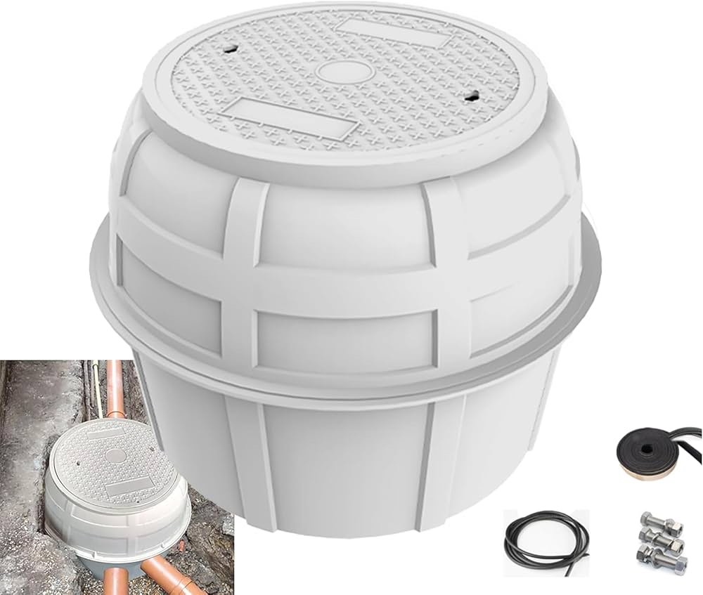 40x31.5H Fiberglass Enclosure Box,Underground Vault W/28 in. Cover Precast Large Meter Sump Catch Basin Inspection Manhole Assembly,Drainage Collection Round Brick Well for Sewage Septic Tank Used for a Variety of Applications