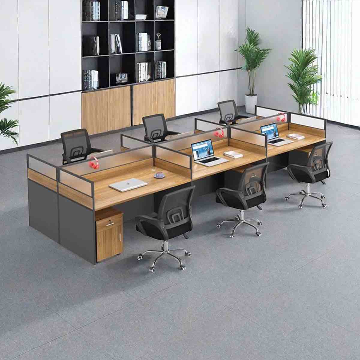 Featured: (6- 6 Person Cubicles.) Mitsue Rectangle 6 Person Cubicle with Cable Management By Inbox Zero. (Cage 2)