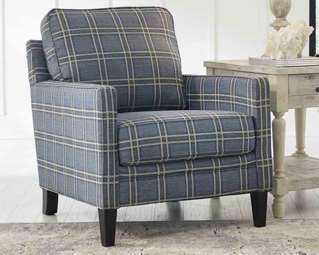 STEELE BLUE TAN PLAID - ACCENT CHAIR 441-347-5092 (CHECK OUT THE COUCH ABOVE TO COMPLIMENT THIS ACCENT CHAIR)