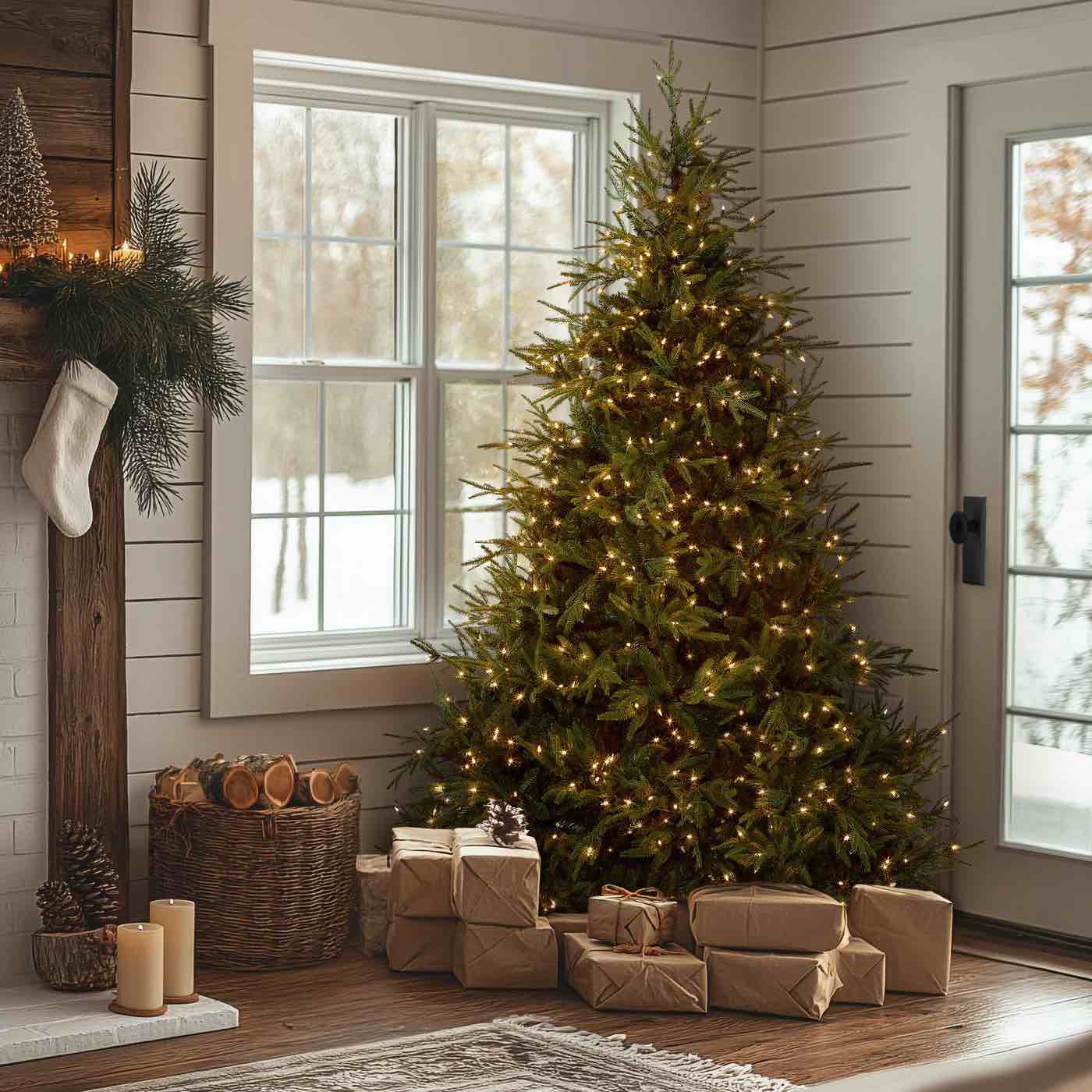 National Tree Company National Tree 7.5 Foot "Feel Real" Frasier Grande Tree With 1000 Clear Lights, Hinged (PEFG3-308-75)
