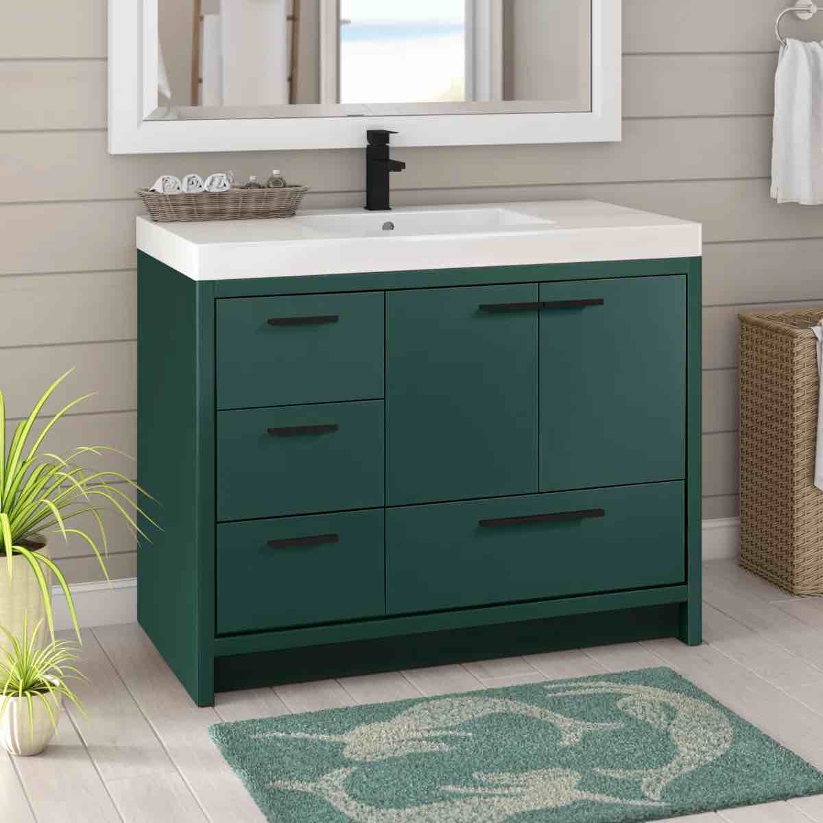 Southmead 42'' Single Bathroom Vanity with Resin Top By Mercury Row Green