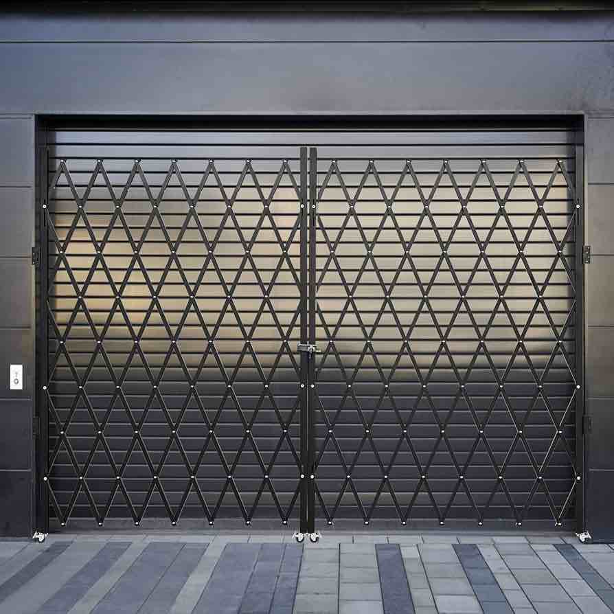 VEVOR Double Folding Security Gate, 87" H x 150" W Folding Door Gate, Steel Accordion Security Gate, Flexible Expanding Security Gate, 360° Rolling Barricade Gate, Scissor Gate or Door with Keys