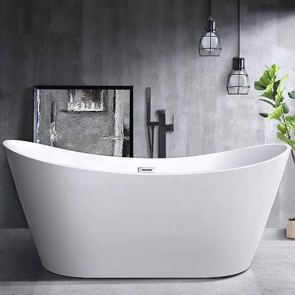 Ophelia 71" x 32'' Freestanding Soaking Acrylic Bathtub By Vanity Art Color: White/Brushed Nickel