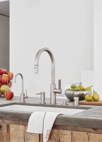 California Faucets Corsano Pull-Down Kitchen Faucet High Spout Button Sprayer Stick Lever Handle: Black Flat Blade Finishes and Colors: Ultra Stainless Steel (PVD) & Black - K51-100-ST-BBU